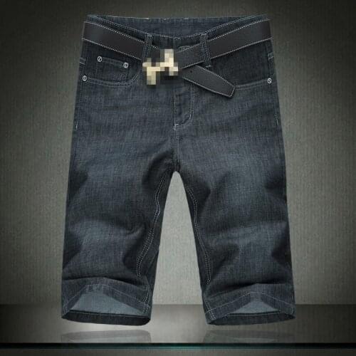 2021 Summer Black Men Jean Oversized 54 56 Fashion Solid Mens Stretch Short Jeans Casual Elastic Cotton Denim Shorts Pants 1378