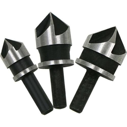 3PC Stainless Steel Round Handle Five-blade Chamfer Tool Countersink Woodworking Hole Opener
