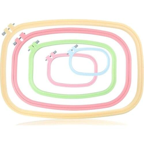 5 Pcs ABS Plastic Embroidery Hoops Set Square Embroidery Hoops Candy Color Embroidery Hoop for Art Craft Sewing(5 Color)