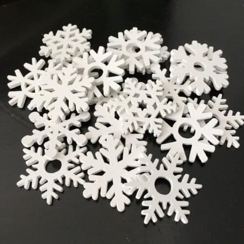 50pcs Wood Cutouts White Snowflakes wooden Embellishment Ornaments for Christmas Scrapbooking DIY Craft Supplies
