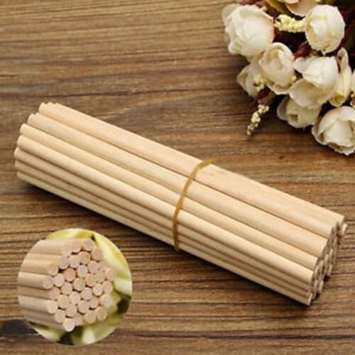 50Pcs Round Wooden Stick For Crafts Food Ice Lollies And Model Making Cake Dowel DIY Dowel Building Model Woodworking Tool