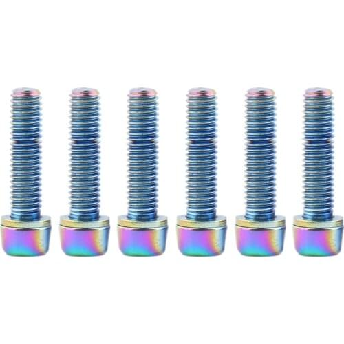 6 Pieces Bicycle Stem Bolts Ultralight Mountain Bike Handlebar Screw Nuts M5 20mm Bicycle Handlebar Stem Screw Bolt Fixed Gear