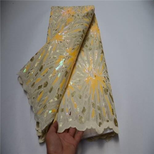 Handcut Sequin African Lace Fabric 5 Yards Swiss Quality Sequence Embroidery Nigerian Wedding Asoebi Gown Sewing Material PS904