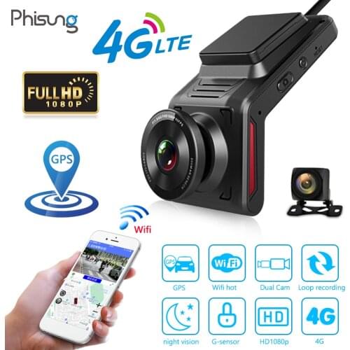 Phisung K18 Full HD 1080P 4G WiFi Car DVR Dashboard Camera GPS Logger Dashcam with Rearview CameraK18 Full HD 1080P 4G WiFi Car