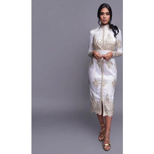 White Elegant Exquisite Moroccan Caftan Evening Dress Special Occasion Formal Saudi Arabia Prom Dress Custom Made Plus Size