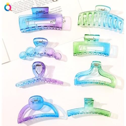 Free shipping womens Transparent gradient hair claw korea style girls cool hairclips accessories