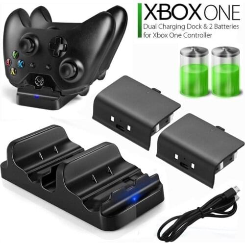 Fast Charger for XBOX ONE Controller Dual Charging Dock Charger + 2pcs Rechargeable XBOX ONE Controller Battery Stander