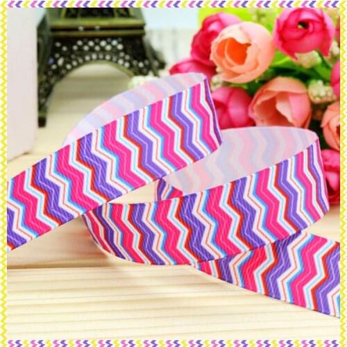 DHK 7/8'' 5yards chevron printed grosgrain ribbon headwear hair bow diy party decoration OEM Wholesale 22mm C1039