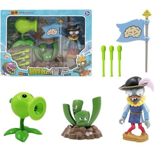 3pcs/lot Plants vs Zombies Action Figure Toys PVZ Zombies Peashooter Ejection Game Toy Gift for Kids No Box