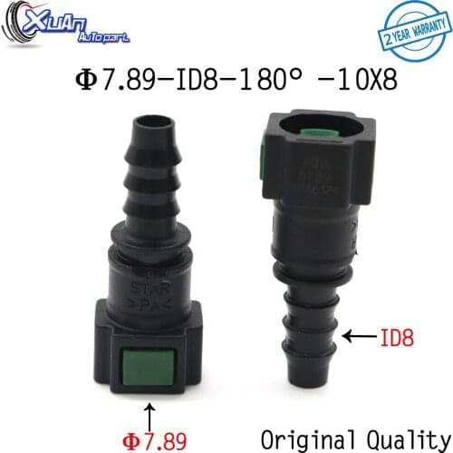 XUAN 2pcs 7.89mm 7.89 ID8 180 degree SAE 5/16 fuel pipe fittings auto Fuel line quick connector female gasoline connector
