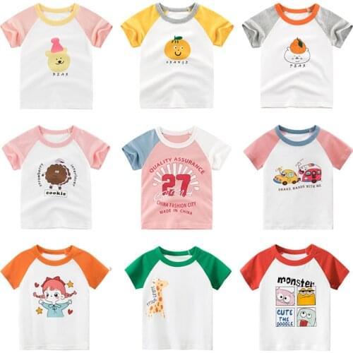 Girls T Shirt Summer Kids Boys T-Shirts Clothes Cotton Toddler Tops Girl Shirts Cartoon Print Baby New Arrive 2021 Clothing