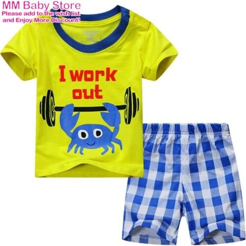 Kids 1-7Years Summer Boys Clothes Sets Cartoon Printing 2Pcs Short Sleeve T-Shirt+Shorts Suit Pants Leisure Children Suit
