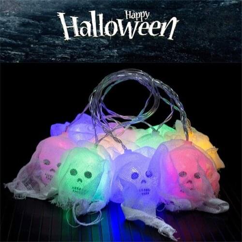 2m 20 Leds Pumpkin Skull String Lights Novelty Halloween Gift Holiday Decorations for Home Garland Night Lights Battery Powered