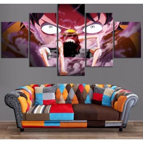 Canvas Modern Picture 5 Pcs Monkey D.Luffy Second Gear Painting Modular Wall Art Printed Poster One Piece Anime Home Decoration