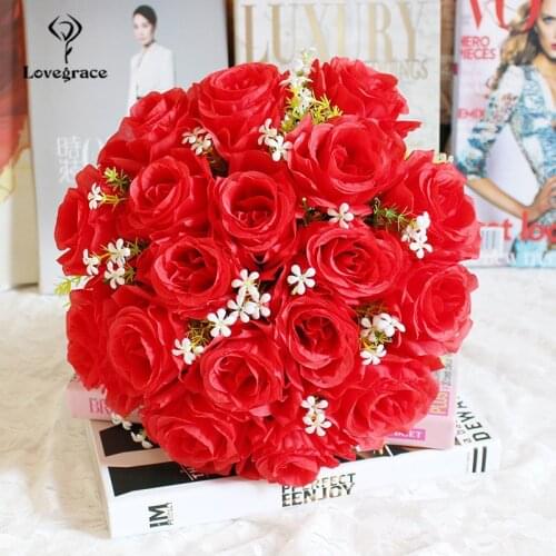 18 Heads Artificial Flowers Rose Gypsophila Bouquet Silk Rose Bouquet DIY Wedding Holding Flowers Roses Silk Flower Artificiales