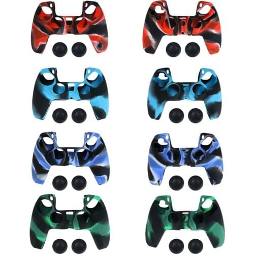 Camouflage Silicone Case Dustproof Skin Protective Cover Joystick Thumb Stick Grips Anti-Slip Cap for S-ony PlayStation PS5