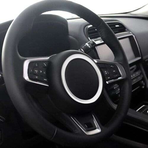 Silver Metal Car Steering Wheel Ring Cover for Jaguar E PACE F TYPE F PACE XF XE Steering Wheel Sticker Auto Tuning Accessories