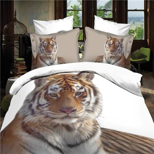 Fast Shipping 3D Bedclothes "Animal Tiger" 4pcs Bedding Sets King And Queen