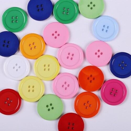 100pcs Mixed Colors 25mm Round Resin Buttons 4 Holes Flatback Shirt Buttton For Sewing Scrapbooking