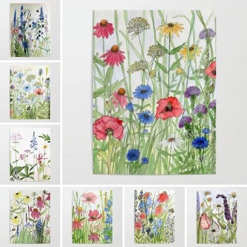 Modular Canvas Bees HD Prints Pictures Garden Flowers Wall Artwork Paintings Home Decoration Botanical Posters For Living Room