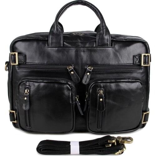 Man Briefcase Real Leather 2019 Vintage Brand Fashion Casual Travel Man Shoulder Bags Crossbody Messenger Tote Bag Handbag Male