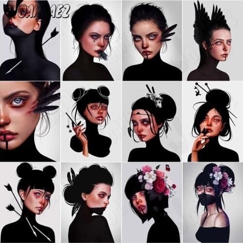 Fashion Beauty Diamond Painting Girl Cross Stitch Kit Black Handmade Full Diamond Embroidery Mosaic Home Decoration Gift