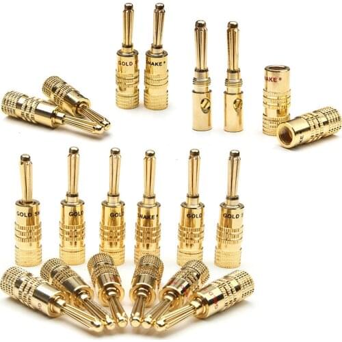 12Pcs/Set Pure Copper Banana Plug Set 4mm Gold Plated Head Durable Male Plugs Connectors For Connection Audio Speaker Adapters