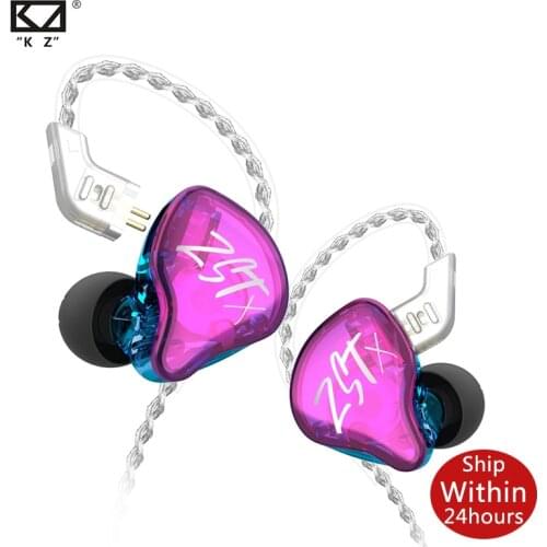 KZ ZST X Earphone Headset Armature Dual Driver Detachable In Ear Audio Monitors Noise Isolating Hifi Music Sports Earbuds