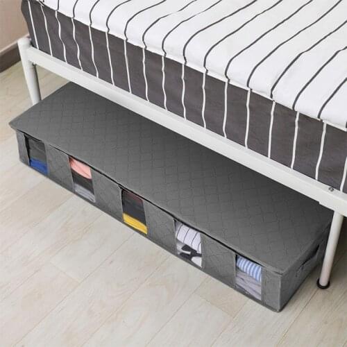 Non Woven Fabric Bed Bottom Storage Box Wardrobe Clothes Dustproof Moisture Proof Finishing Folding Quilt Storage Bag