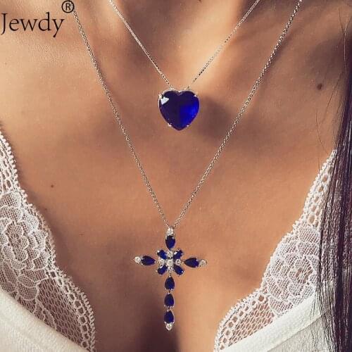 Jewdy 2018 Newest Cross Pendant Necklace Women Heart Choker Femme Collier Bijoux fashion jewelry handmade gift