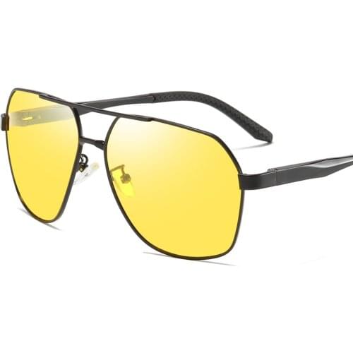 New Brand Oversized Rectangle Square Alloy Frame UV400 Protection Polarized Sunglasses Night Vision Sun Glasses for Men Driving