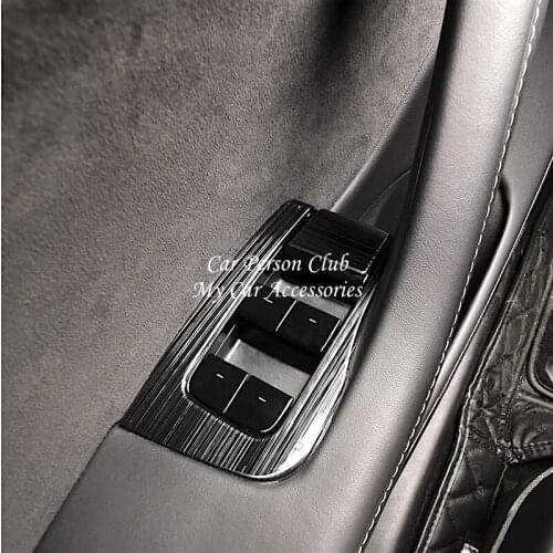 Stainless Steel Interior Door Window Glass Lift Switch Armrest Button Cover Trims For Tesla Model3 Model 3 2017-2021 Accessories
