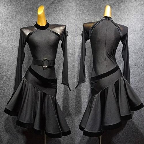 Latin Dance Dress Adults Winter New Long Sleeve Practice Dresses Salsa Rumba Cha Cha Samba Tango Lady Performance Wear DN4744