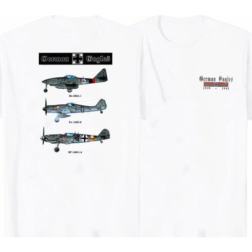 German Eagles Bf 109 Fw-190 Me-262 Fighter Air Power Trio T-Shirt. Summer Cotton O-Neck Short Sleeve Mens T Shirt New S-3XL