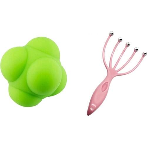 Hexagonal Reaction Ball Massage Reaction Ball with Handheld Five Fingers Claw Steel Ball Massager