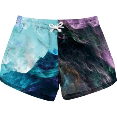 New Blue Space Print Women Fitness Running Shorts 3 Patterns Comfortable Light Striped Summer Shorts