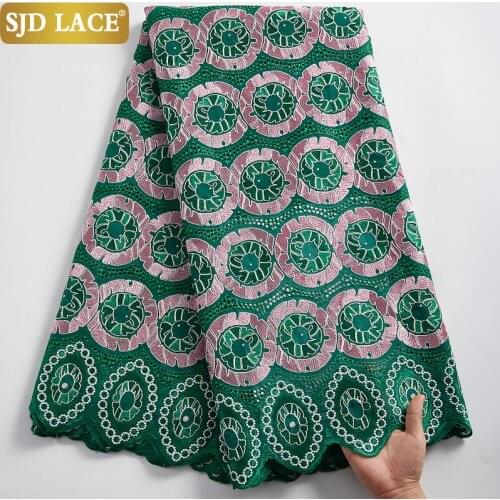 SJD LACE Fashion African Lace Fabric Small Holes Cotton High Quality Garment Materials Swiss Voile Lace In Switzerland Sew A2352