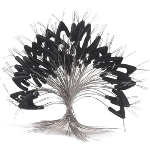 New 50Pcs Double Hooks Contactor Device Fishing Line Space Bifurcation Eight Type Space Bean Line Swivel Tying Tool#267409