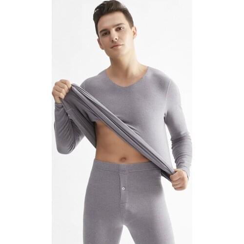 Thermal Underwear for Men Regenerated Cellulose Solid Long-sleeved Thermal Shirt 2020 New Autumn Winter Mens Thermal Underwear