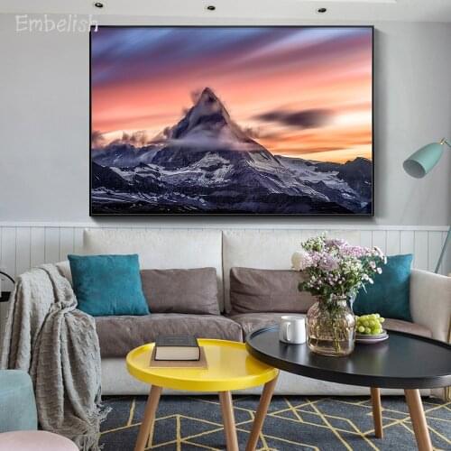 Embelish 1 Pieces Large Size Landscape Wall Art Pictures For Living Room Snow Mountain HD Canvas Paintings Home Decor Posters
