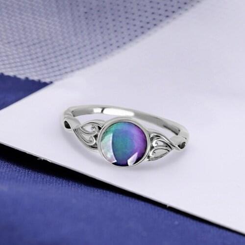 Vintage Retro Change Mood Ring Round Emotion Feeling Changeable Ring Temperature Control Color Rings For Women Female Mujer Anel