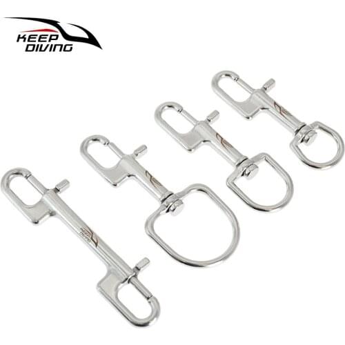 KEEP DIVING Stainless Steel Swivel Eye Bolt Snap Hooks 90/100/110MM Single Ended Trigger Chain Clip for Scuba Diving