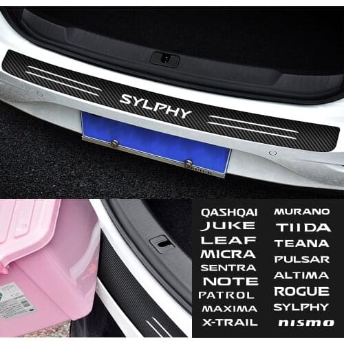 Carbon Fiber Car Rear Bumper Protection Sticker For Nissan Qashqai Juke Leaf Micra Sentra NOTE Patrol Maxima X-TRAIL Murano