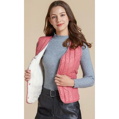 Woman Jacket Vest Vest Womens Short Winter down Cotton-Padded Vest Womens Light Tight Chaleco Mujer