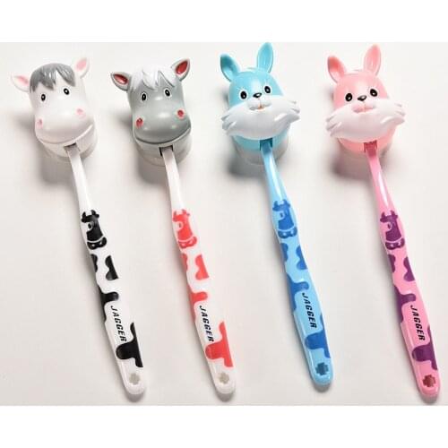 1 Set Baby Toothbrushes Cute Lovely Soft Baby Kids Toothbrush With Rabbit Cow Toothbrush Holder