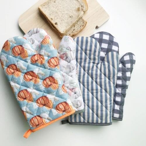 1pcs Pumpkin Printing Baking Gloves Kitchen Accessories Insulation Gloves For Microwave Oven TJ4445 17*27cm
