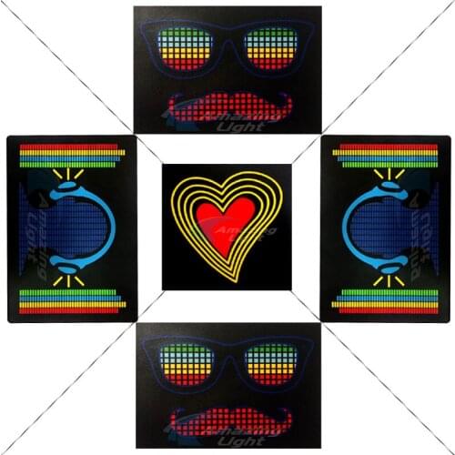 10PCS light up el panel t-shirt music sound activated flashing el panel for t-shirt with inverter