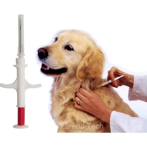 100pcs 2.12x12mm 134.2Khz Animal ID EM4305 15digits wordwide ISO microchip injectors pet dog chip vet implants identification