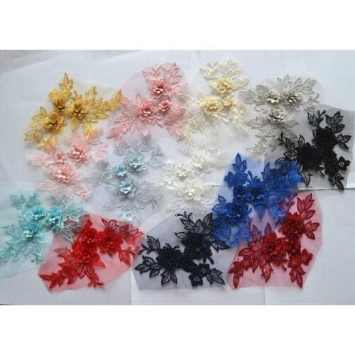 3D Flower Lace motif embroidery laces appliques for dresses DIY color laces flowers