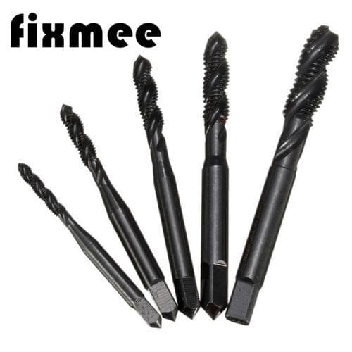 5pcs/Set Metric Thread Hand Tap M3 M4 M5 M6 M8 Right Hand Spiral Flute Nitriding Coated HSS Tap Machine Tapping Tool